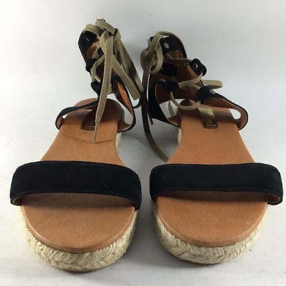 Anthropologie Maypol womens espadrille lace up sandals black size EU 37 US 7 - Picture 2 of 8